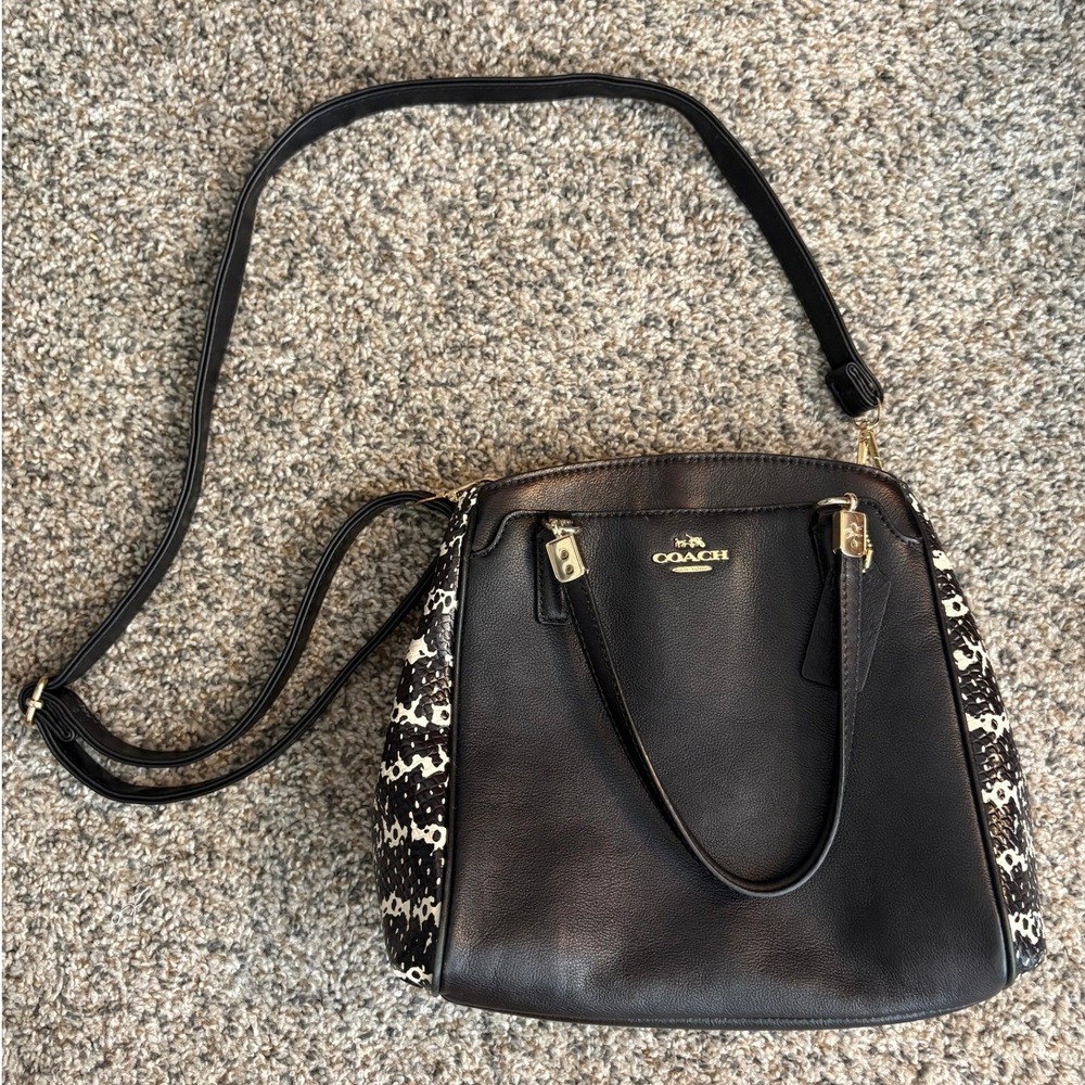 Vintage Coach Minetta Crossbody Satchel, Black Snakeskin Accent - Picture 12 of 16